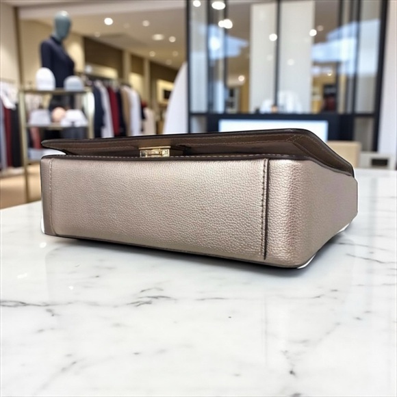 Blush Gold Leather Jeweled Crossbody/Shoulder Bag COA Included, Goldtone EUC - Picture 7 of 13